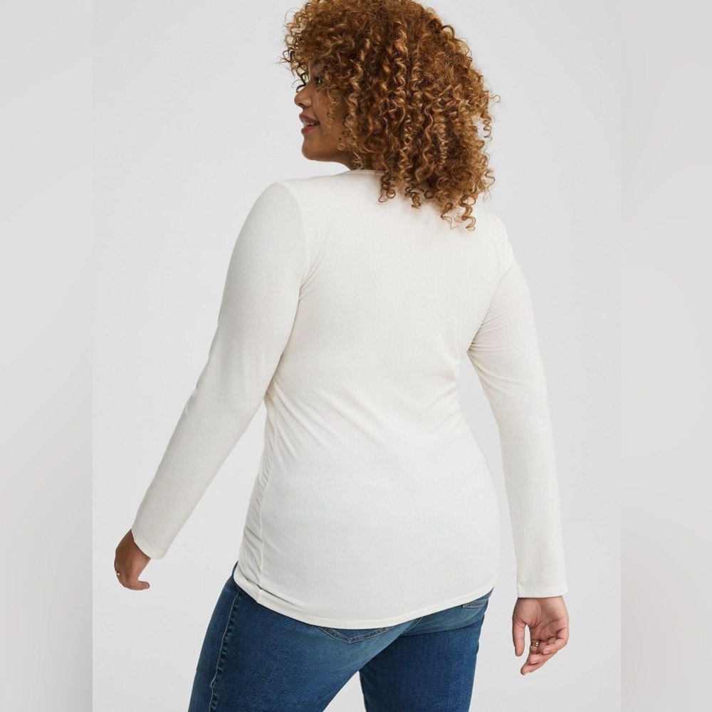NWT torrid Super Soft Ribbed Sweetheart Top sz 5X Whisper White Lace Trim Tee - Picture 2 of 13